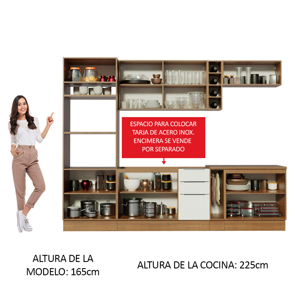 Combo Completo de Cocina 290cm Marrón/Blanco Stella Madesa 01