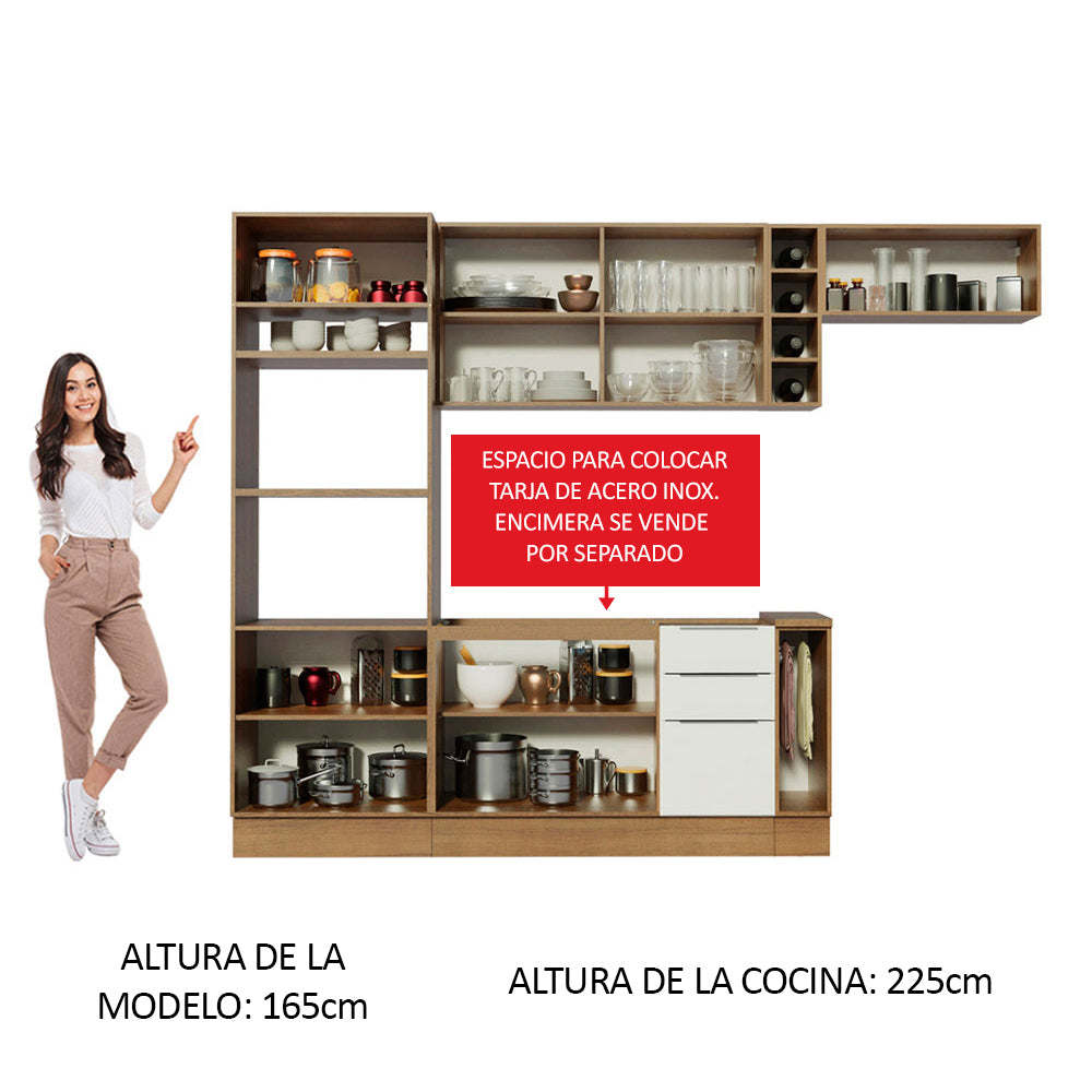 Combo Completo de Cocina 290cm Marrón/Blanco/Marrón Stella Madesa 02