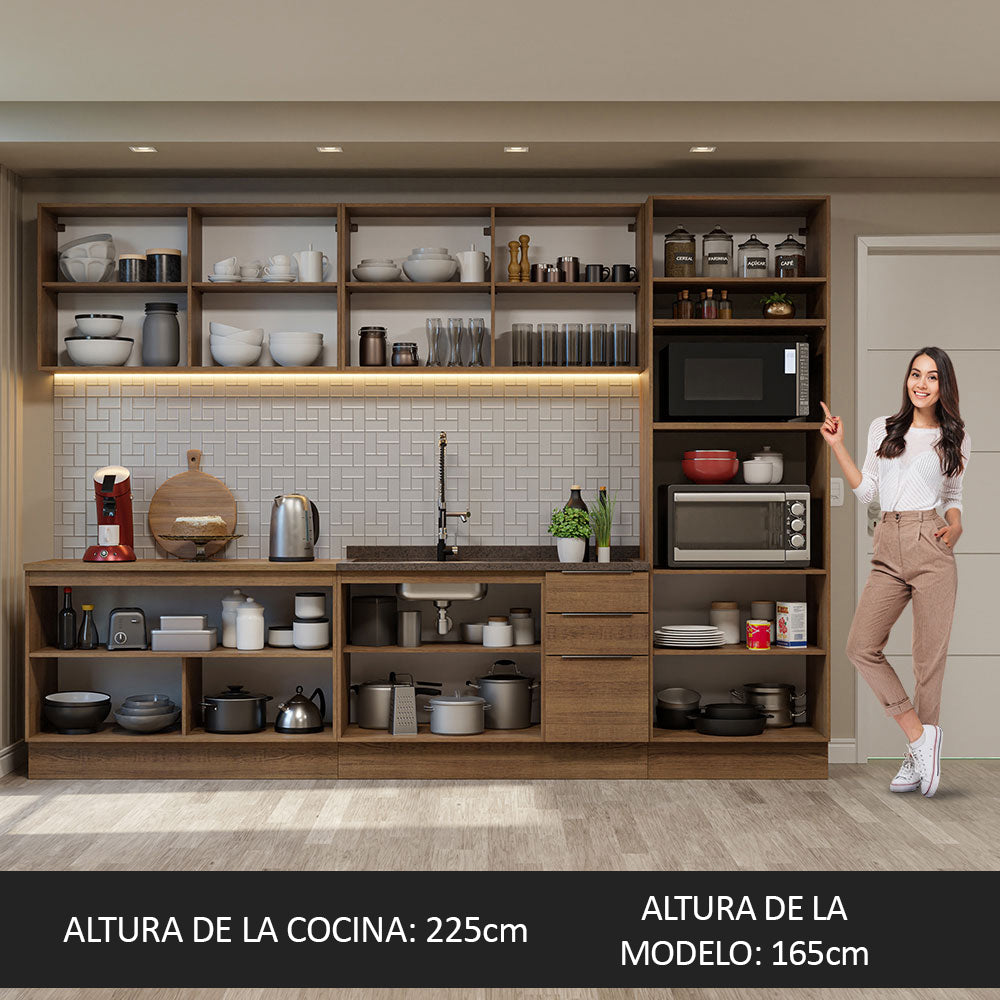 Combo Completo de Cocina 310 cm Marrón Stella Madesa 01