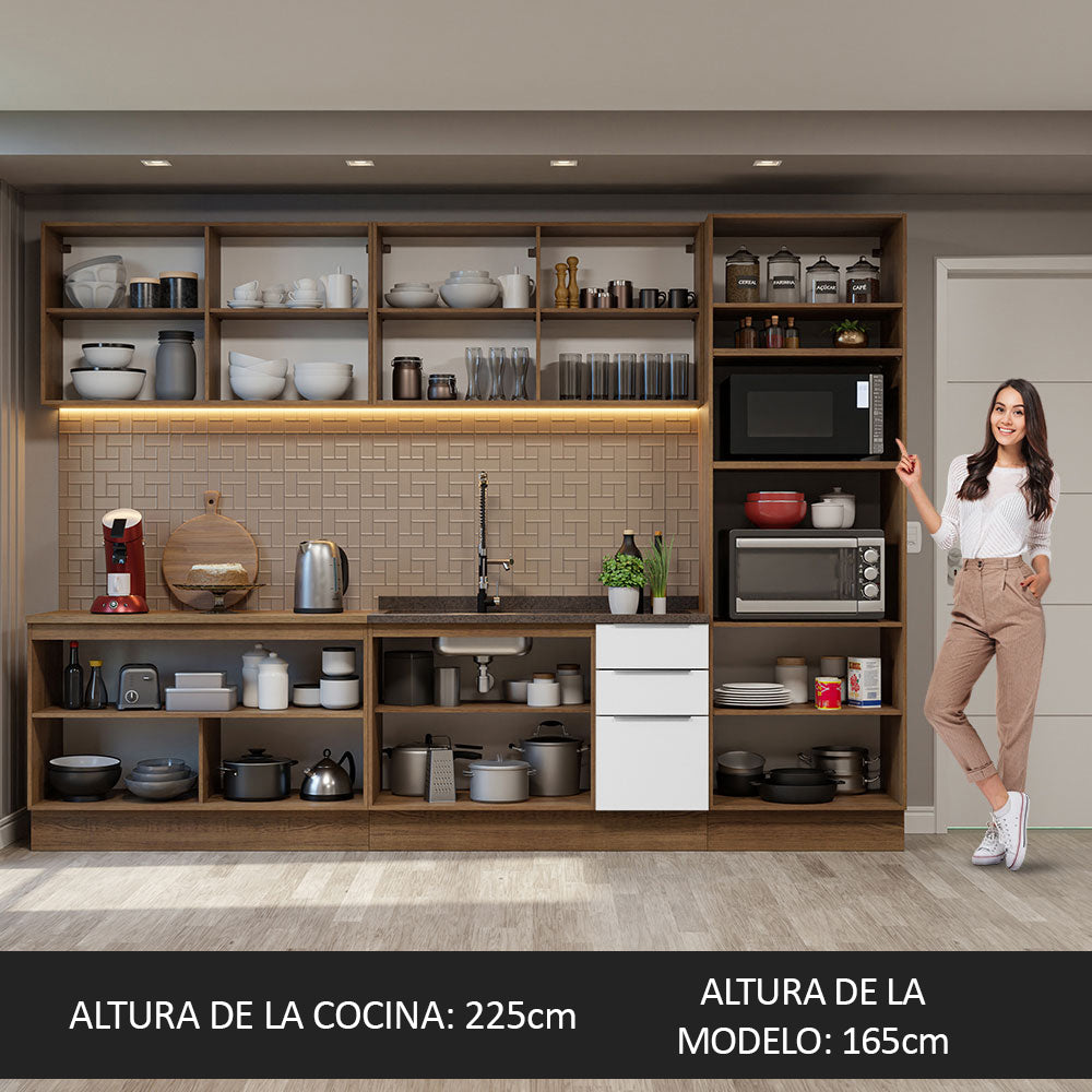 Combo Completo de Cocina 310 cm Marrón/Blanco Stella Madesa 01