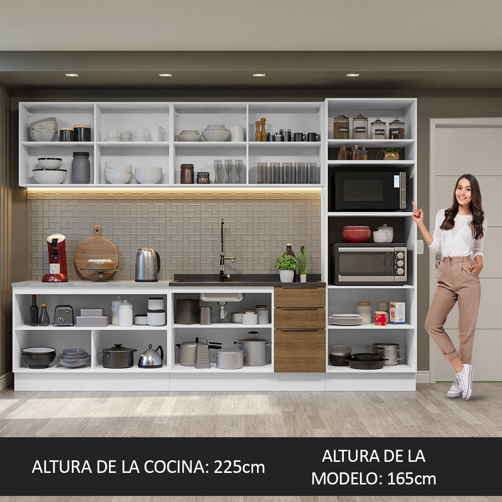 Combo Completo de Cocina 310 cm Blanco/Marrón Stella Madesa 01