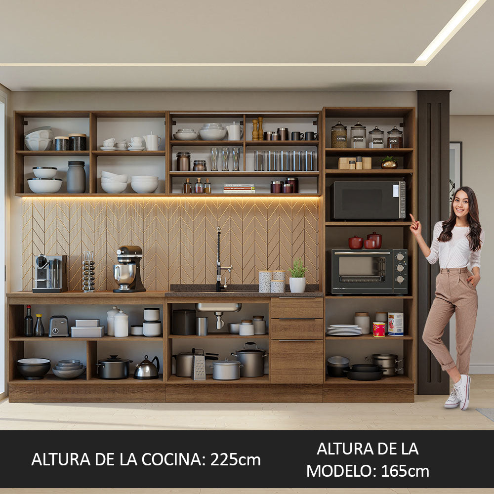 Combo Completo de Cocina 310 cm Marrón Stella Madesa 02