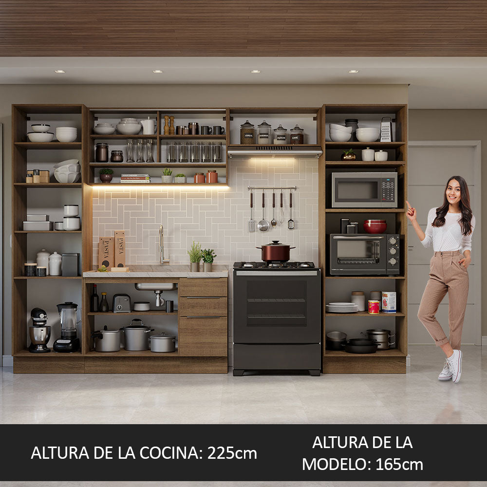 Combo Completo de Cocina 330 cm Marrón Stella Madesa 03