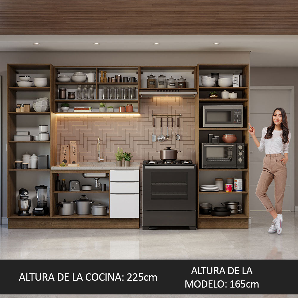Combo Completo de Cocina 330 cm Marrón/Blanco Stella Madesa 03
