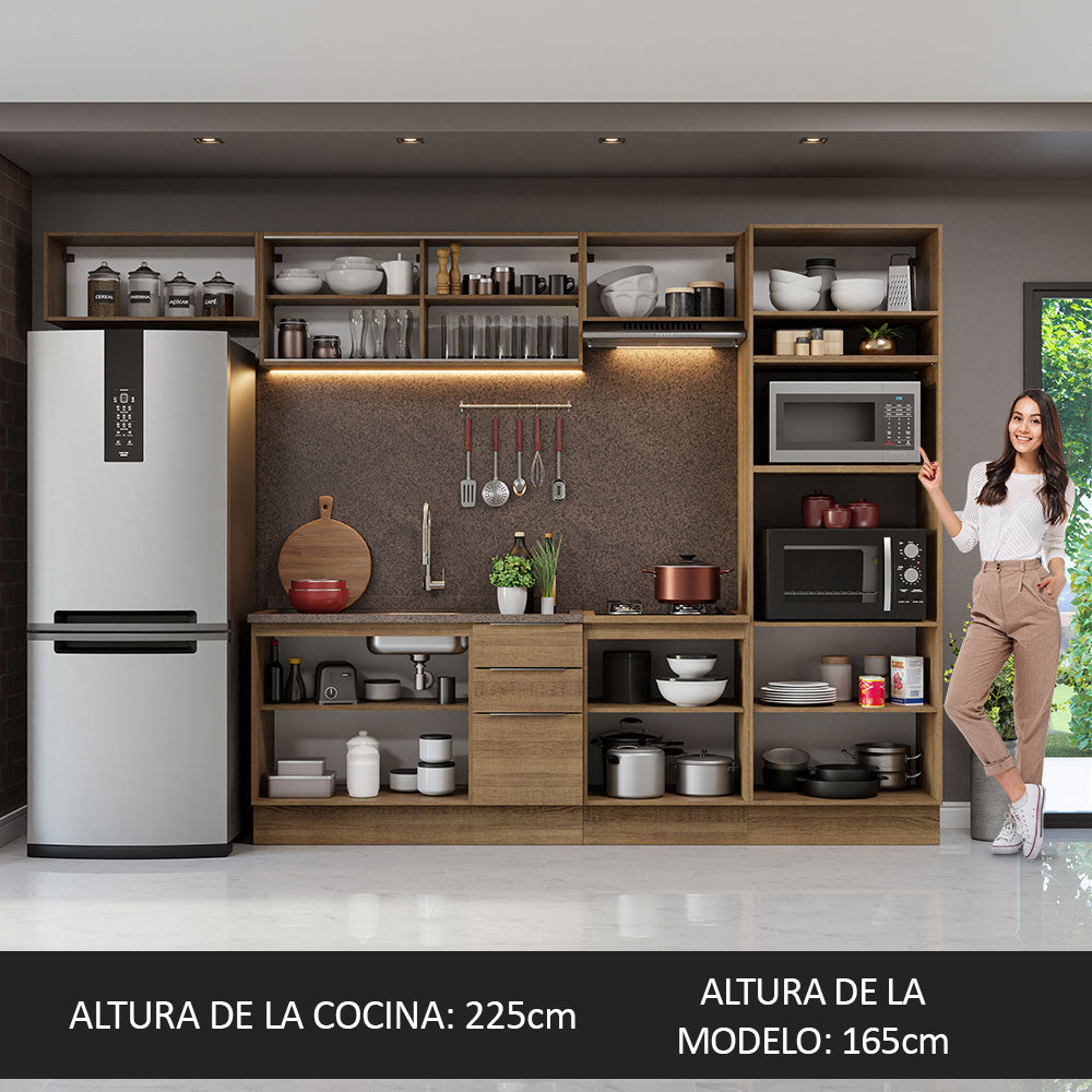 Combo Completo de Cocina 330 cm Marrón Stella Madesa 04
