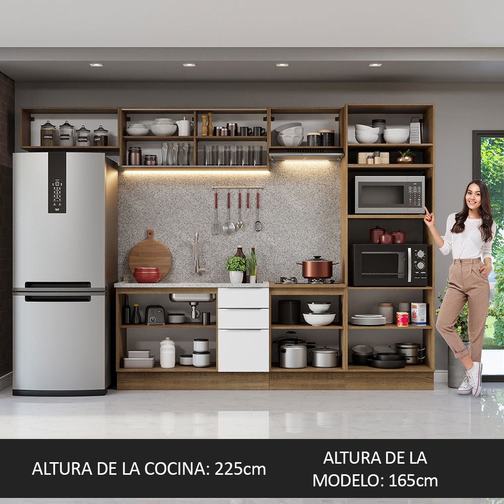 Combo Completo de Cocina 330 cm Marrón/Blanco Stella Madesa 04