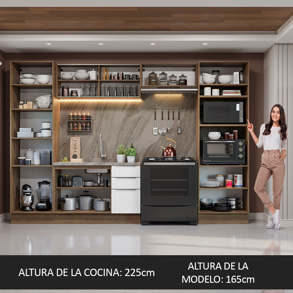 Combo Completo de Cocina 330 cm Marrón/Blanco Stella Madesa 07