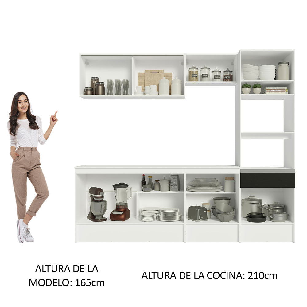 Combo Completo de Cocina 240 cm Blanco/Negro Topazio Madesa 05