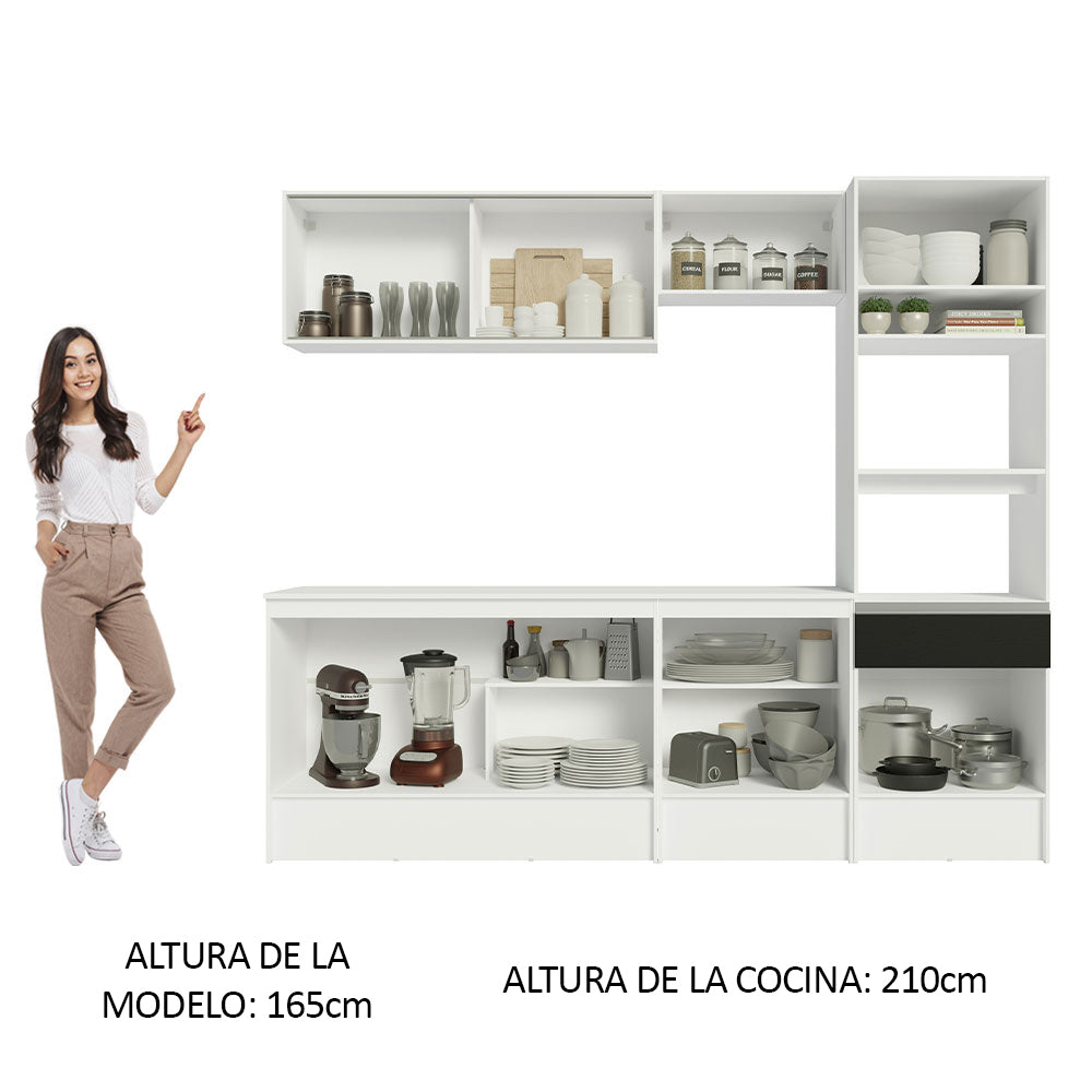 Combo Completo de Cocina 240 cm Blanco/Negro Diamante Madesa 06