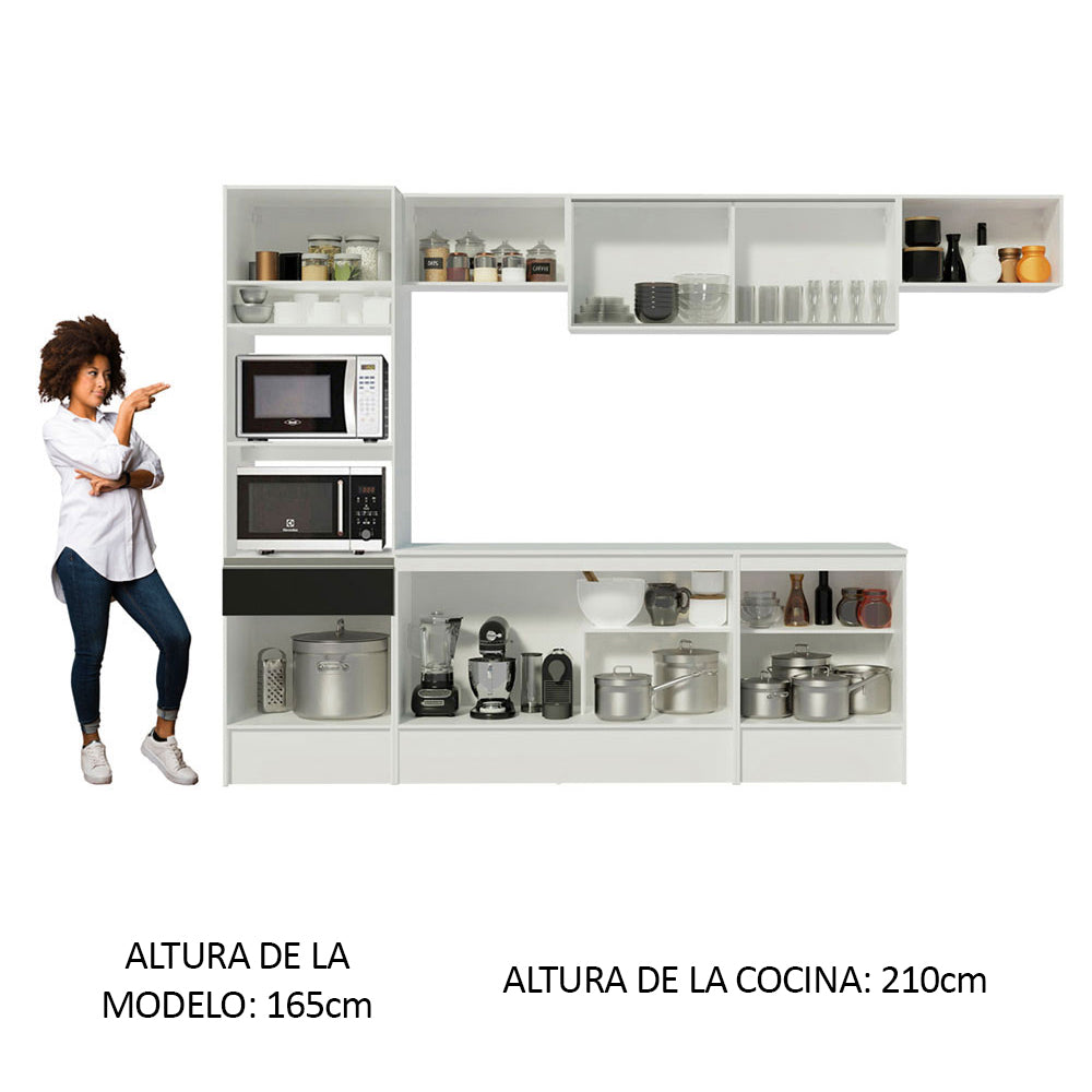 Combo Completo de Cocina 300 cm Blanco/Negro Diamante Madesa 02