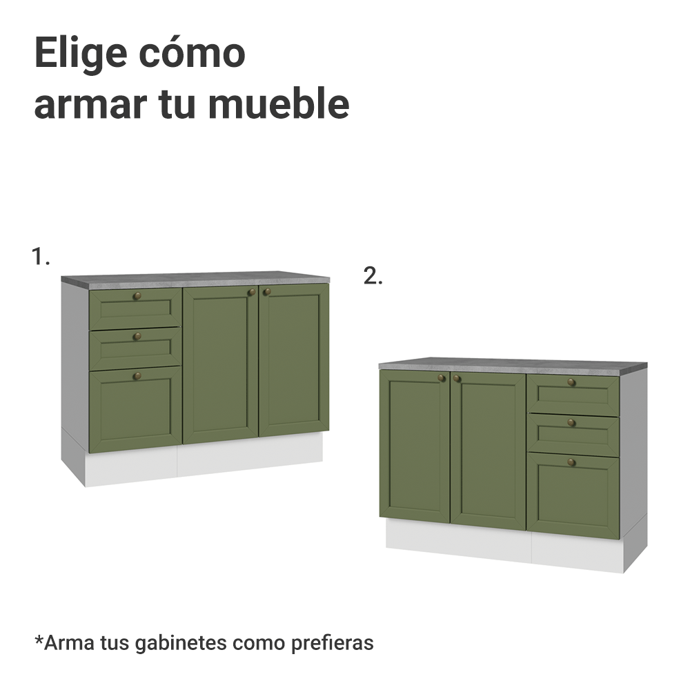 Vanitory 110cm 3 cajones 3 puertas Blanco/Verde Vik 01