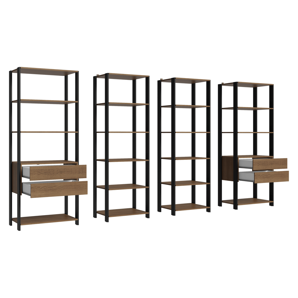 Ropero Placard 258 cm 4 Cajones 18 Repisas Valencia Marrón/Negro