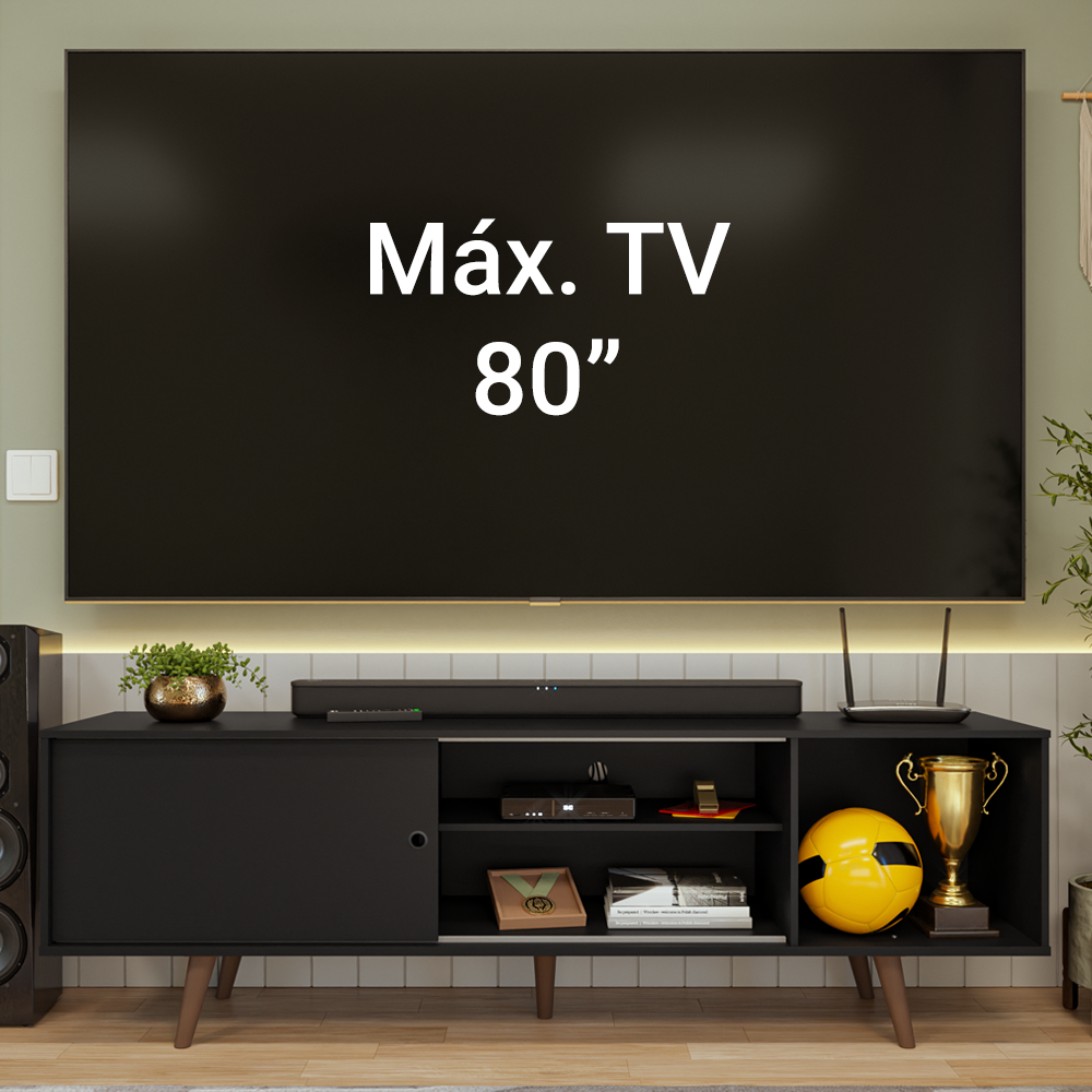 Rack para TV hasta 80 pulgadas 160 cm Con Patas Torino Negro/Marrón