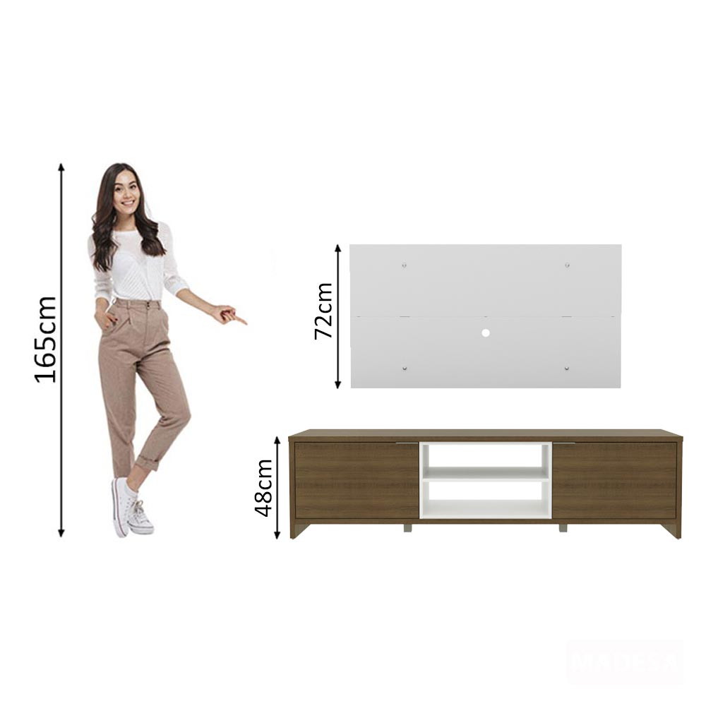 Rack para TV Madesa Metz con Panel de TV hasta 55 Pulgadas Marrón/Blanco