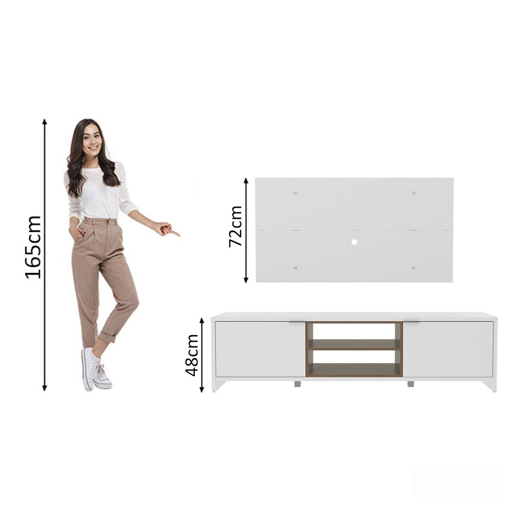 Rack para TV Madesa Metz con Panel de TV hasta 55 Pulgadas Blanco/Marrón