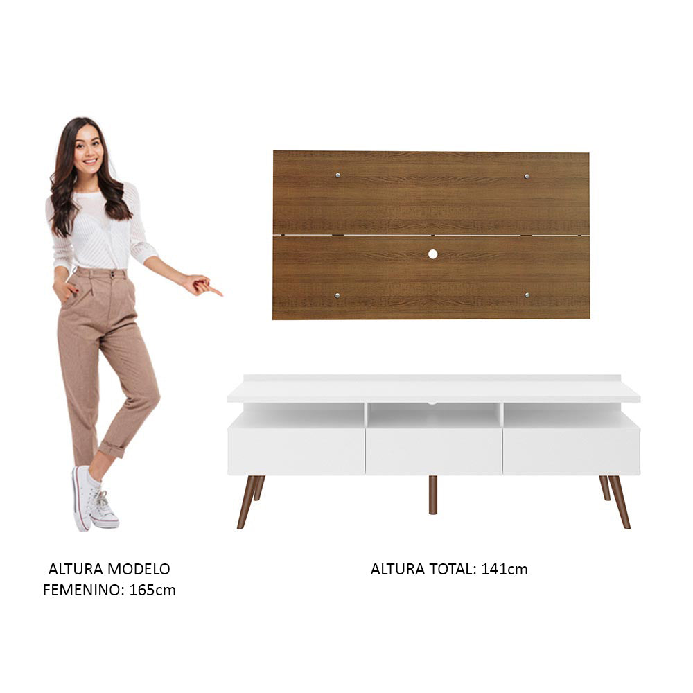 Rack para TV Madesa Londres con Panel de TV hasta 55 Pulgadas Blanco/Marrón