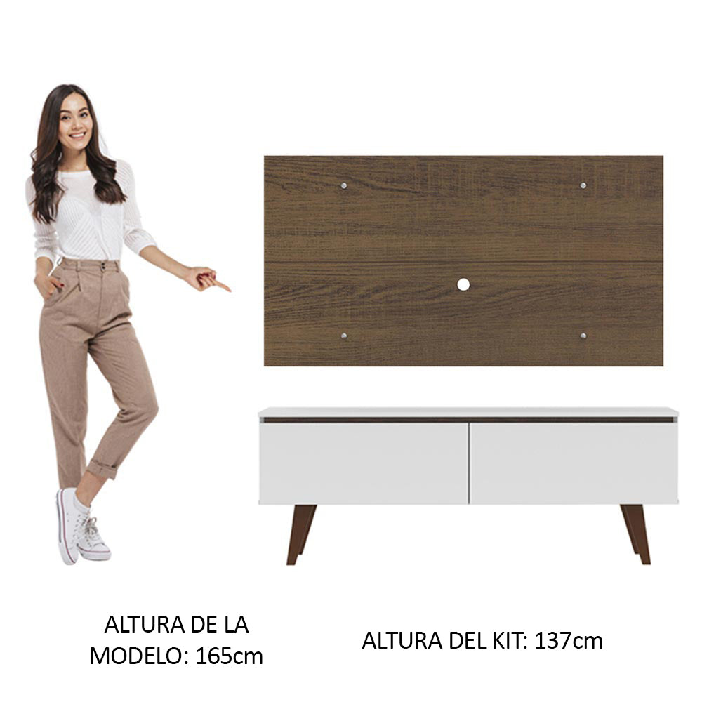 Rack con Panel de TV Le Mans hasta 55 pulgadas, 2 puertas, Blanco/Marrón