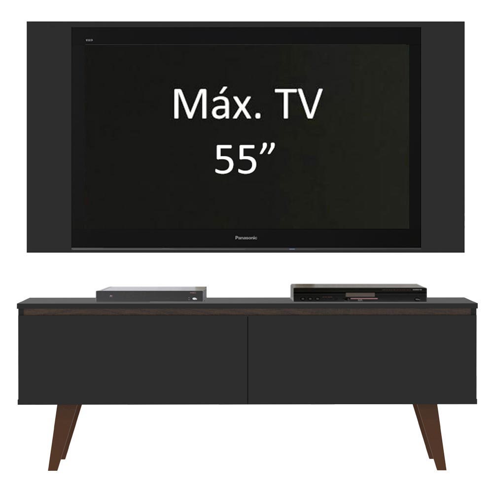 Rack Madesa Le Mans con Panel para TV hasta 55 Pulgadas 2 Puetas Negro