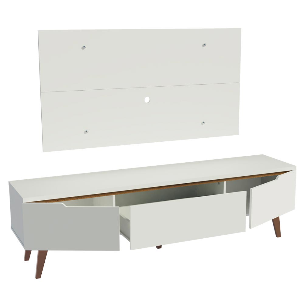 Rack para TV Madesa Reims con Panel de TV hasta 55 Pulgadas 2 Puertas e 1 Cajon Blanco