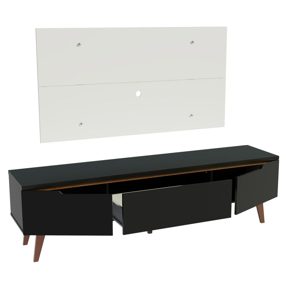 Rack para TV Madesa Reims con Panel de TV hasta 55 Pulgadas 2 Puertas e 1 Cajon Negro/Blanco