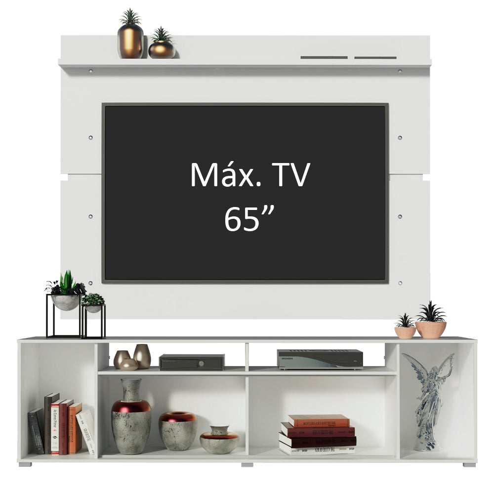 Rack Madesa Cancun con Panel para TV hasta 65 Pulgadas Blanco