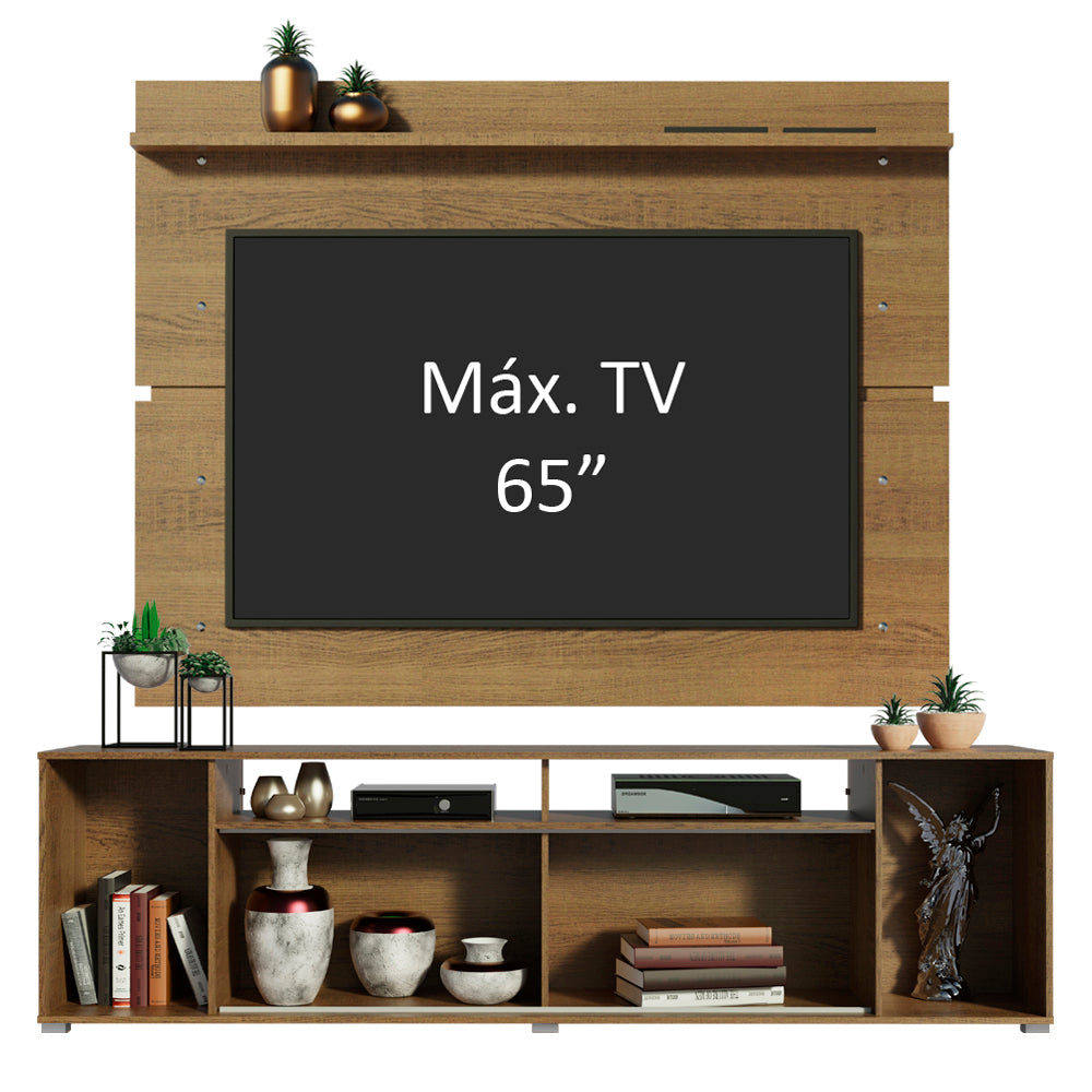 Rack Madesa Cancun con Panel para TV hasta 65 Pulgadas Marrón