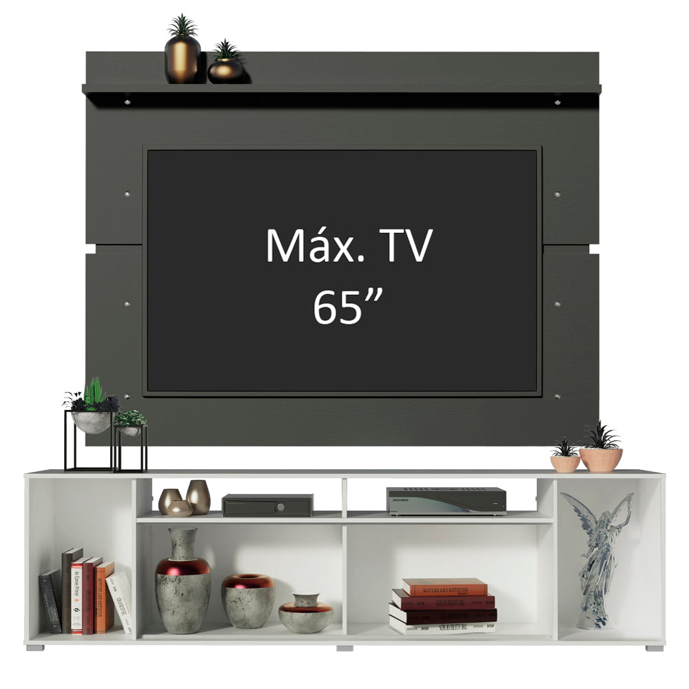 Rack Madesa Cancun con Panel para TV hasta 65 Pulgadas Blanco/Negro