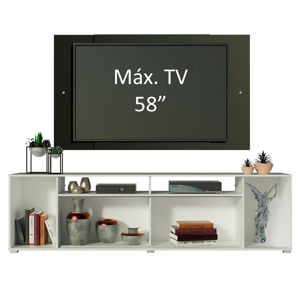 Rack Madesa Cancun con Panel para TV hasta 58 Pulgadas Blanco/Negro