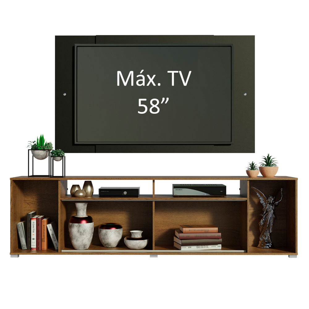 Rack Madesa Cancun con Panel para TV hasta 58 Pulgadas Marrón/Negro