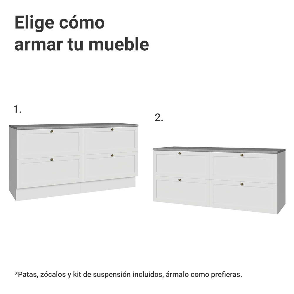 Rack para TV hasta 70 pulgadas, 160cm, 4 cajones, Blanco Vik 04