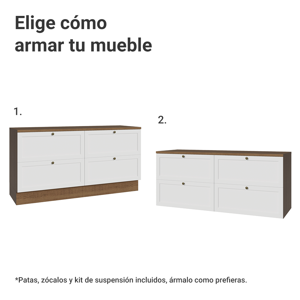 Rack para TV hasta 70 pulgadas, 160cm, 4 cajones, Marrón/Blanco Vik 04
