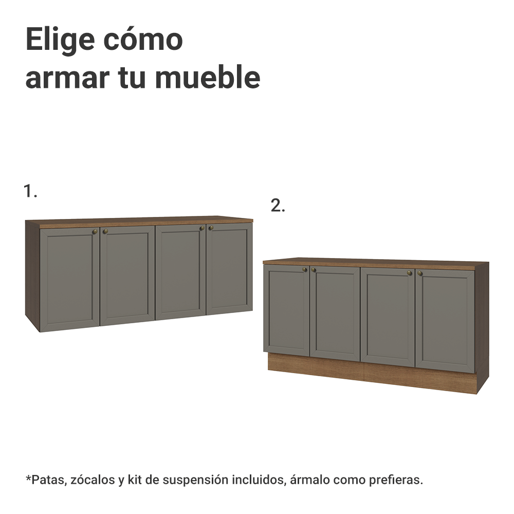 Rack para TV hasta 70 pulgadas + repisas de 160cm, Marrón/Gris Vik 05
