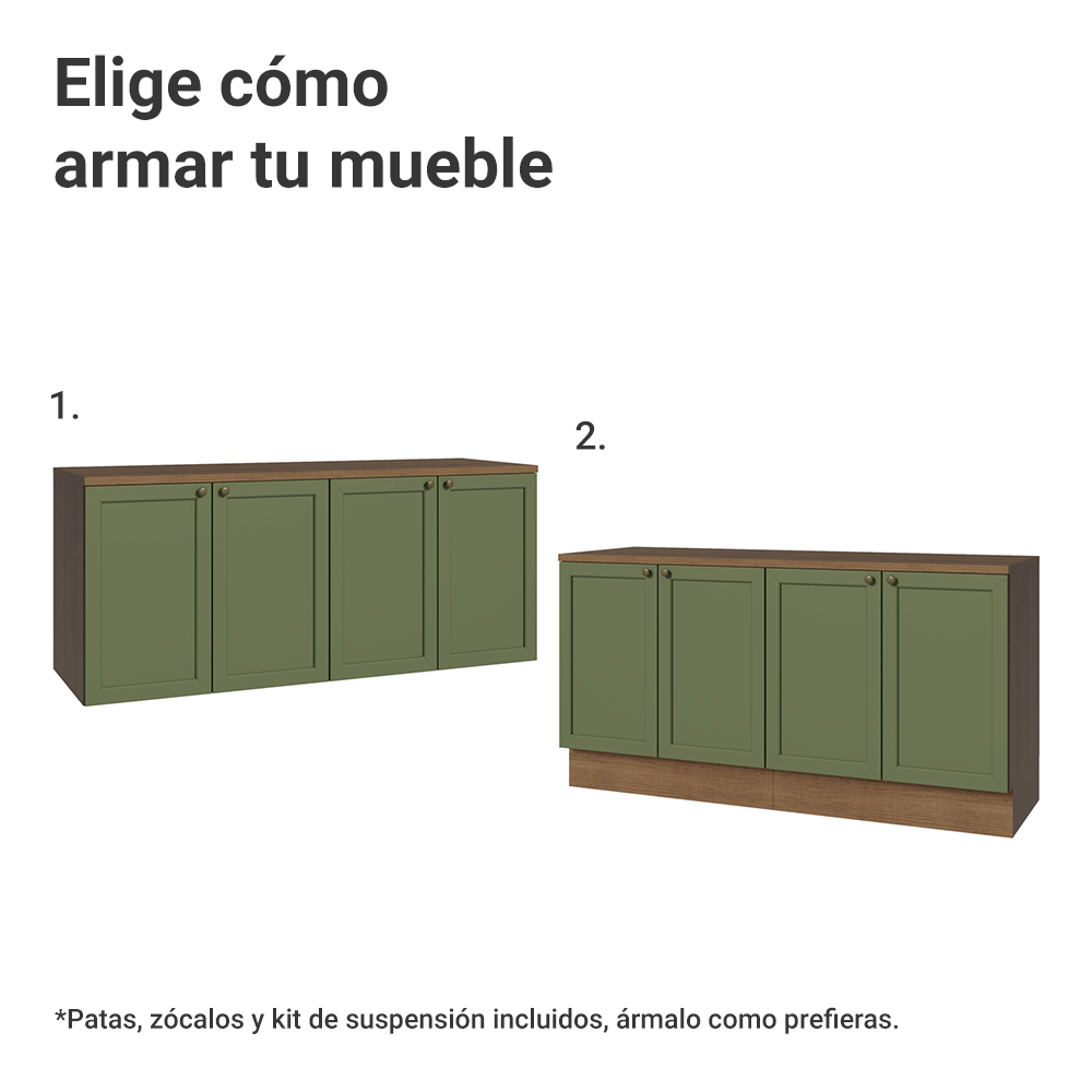 Rack hasta 70 pulgadas + repisas de 160cm, Marrón/Verde Vik 05