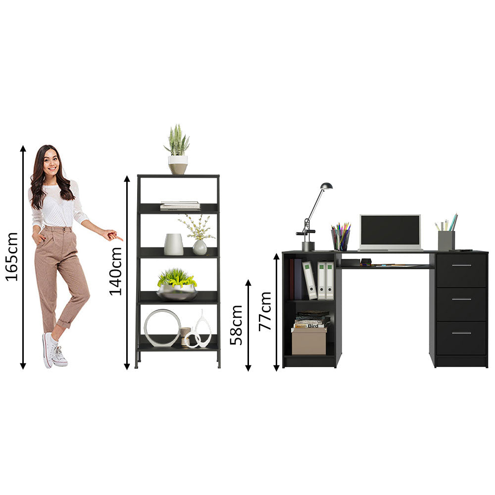 Escritorio Alaska + Estantería Escalera Negro