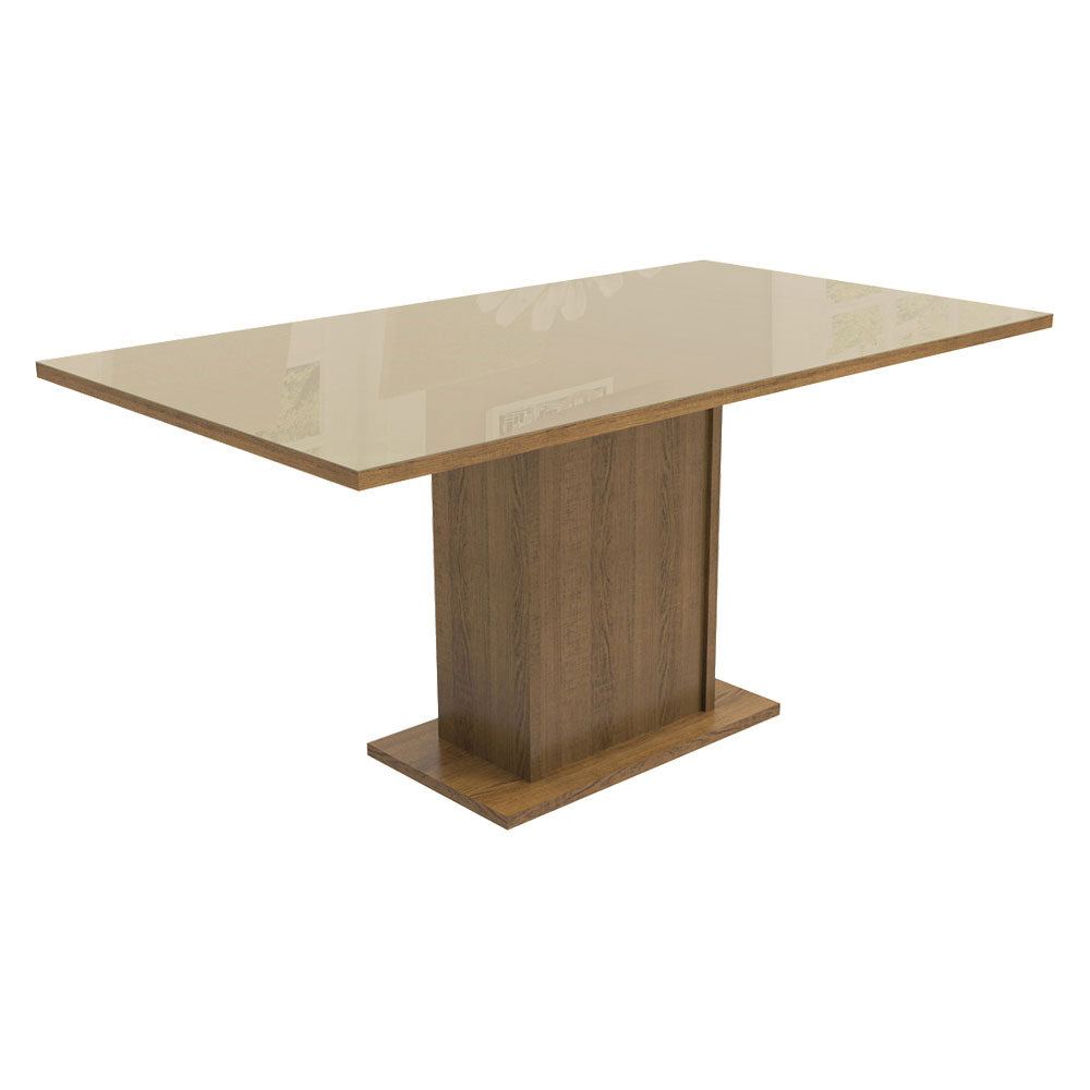 Juego de Comedor Mesa con Tapa de Vidrio 4 Sillas Marrón/Crema/Imperial Avril Madesa