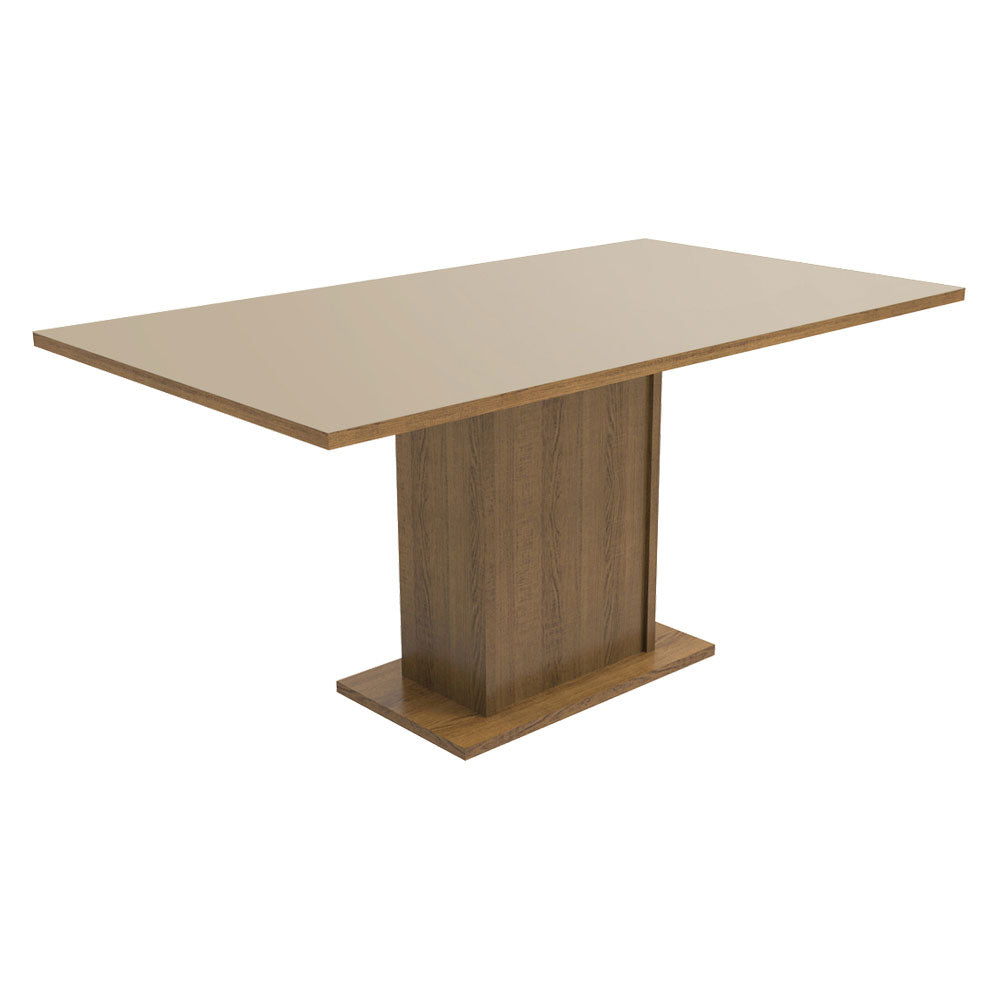Juego de Comedor Mesa con Tapa de Madera 4 Sillas Crema/Marrón/Beige Elisa Madesa