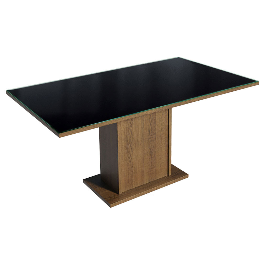 Juego de Comedor Mesa con Tapa de Vidrio 4 Sillas Negro/Marrón Greta Madesa