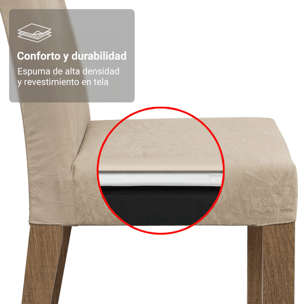 Juego de Comedor Mesada de Madera 4 Sillas Évora Marrón/Crema/Imperial
