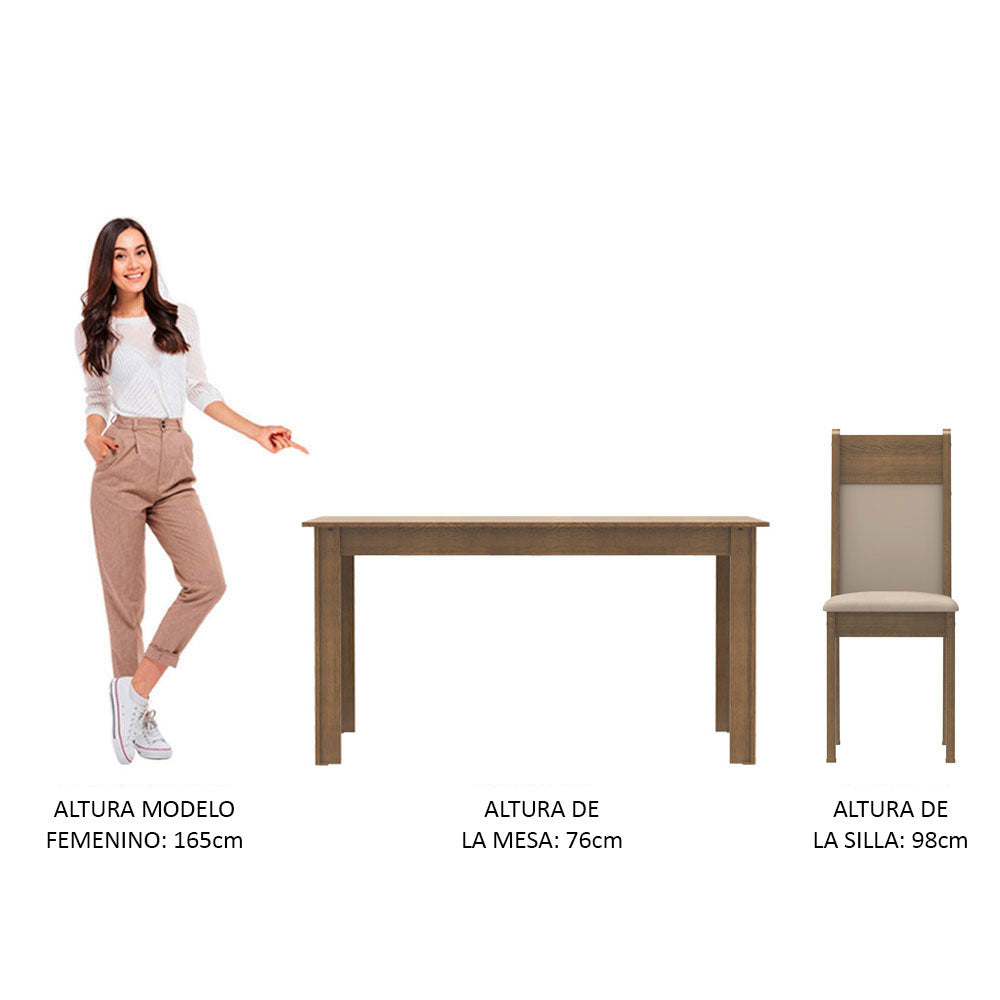 Juego de Comedor Madesa Medelin Mesa Tapa Madera con 6 Sillas Marrón/Crema/Beige