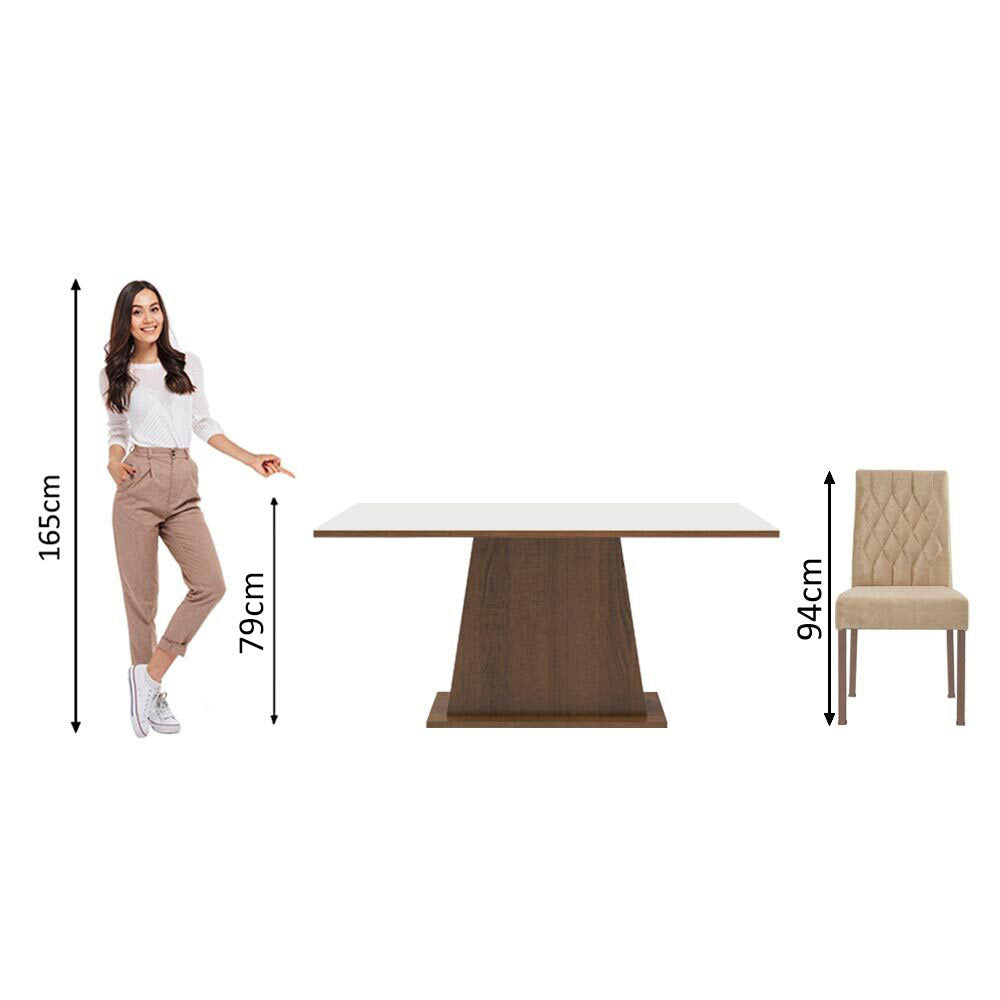 Juego de Comedor Mesa Tapa de Madera 6 Sillas Marrón/Blanco/Imperial Britney Madesa