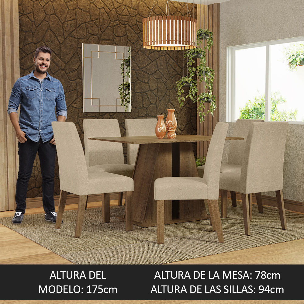 Juego de Comedor Mesa Tapa de Madera 6 Sillas Marrón/Imperial Cheryl Madesa