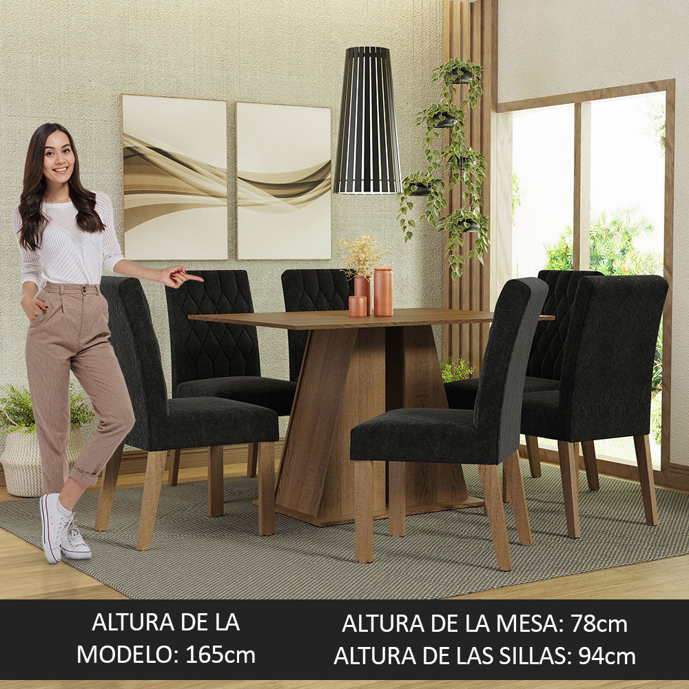 Juego de Comedor Madesa Fabiana con 6 Sillas Marrón/Oxford