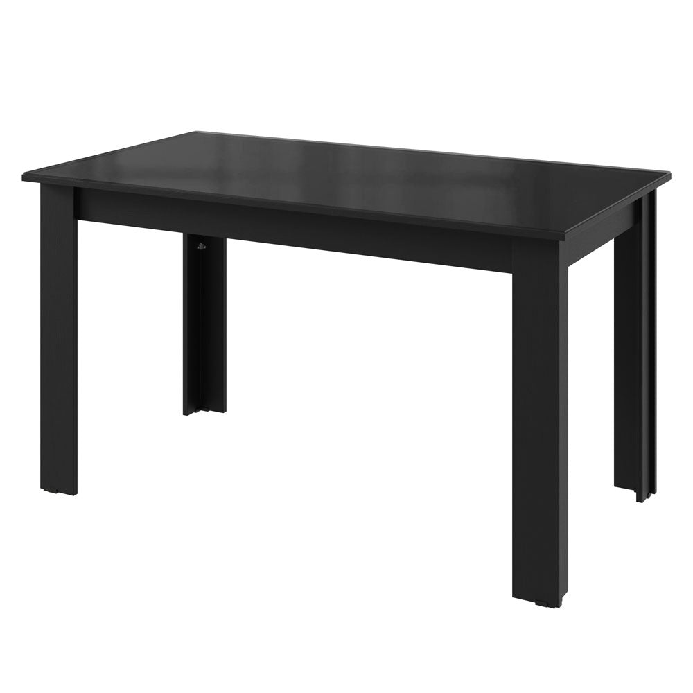 Juego de Comedor Mesa Tapa de Vidrio 6 Sillas Negro/Marrón Isla Madesa