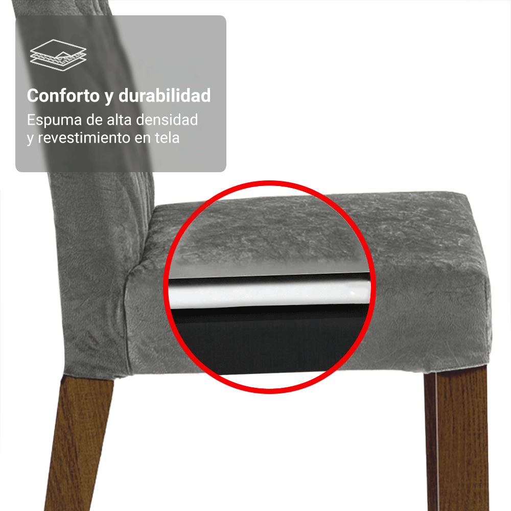 Juego de Comedor Mesada de Vidrio 6 Sillas Sintra Marrón/Gris/Silver