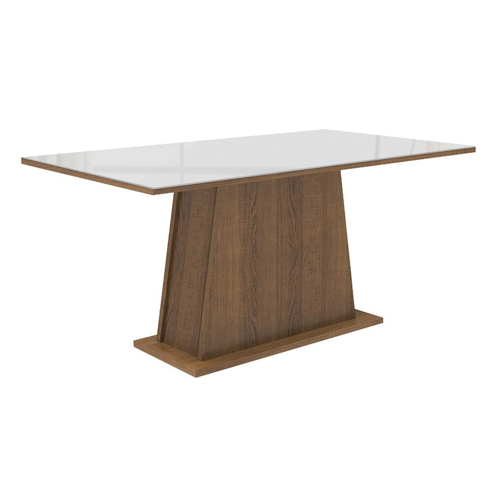 Juego de Comedor Tapa de Vidrio 6 Sillas Marrón/Blanco/Imperial Tulipa Madesa