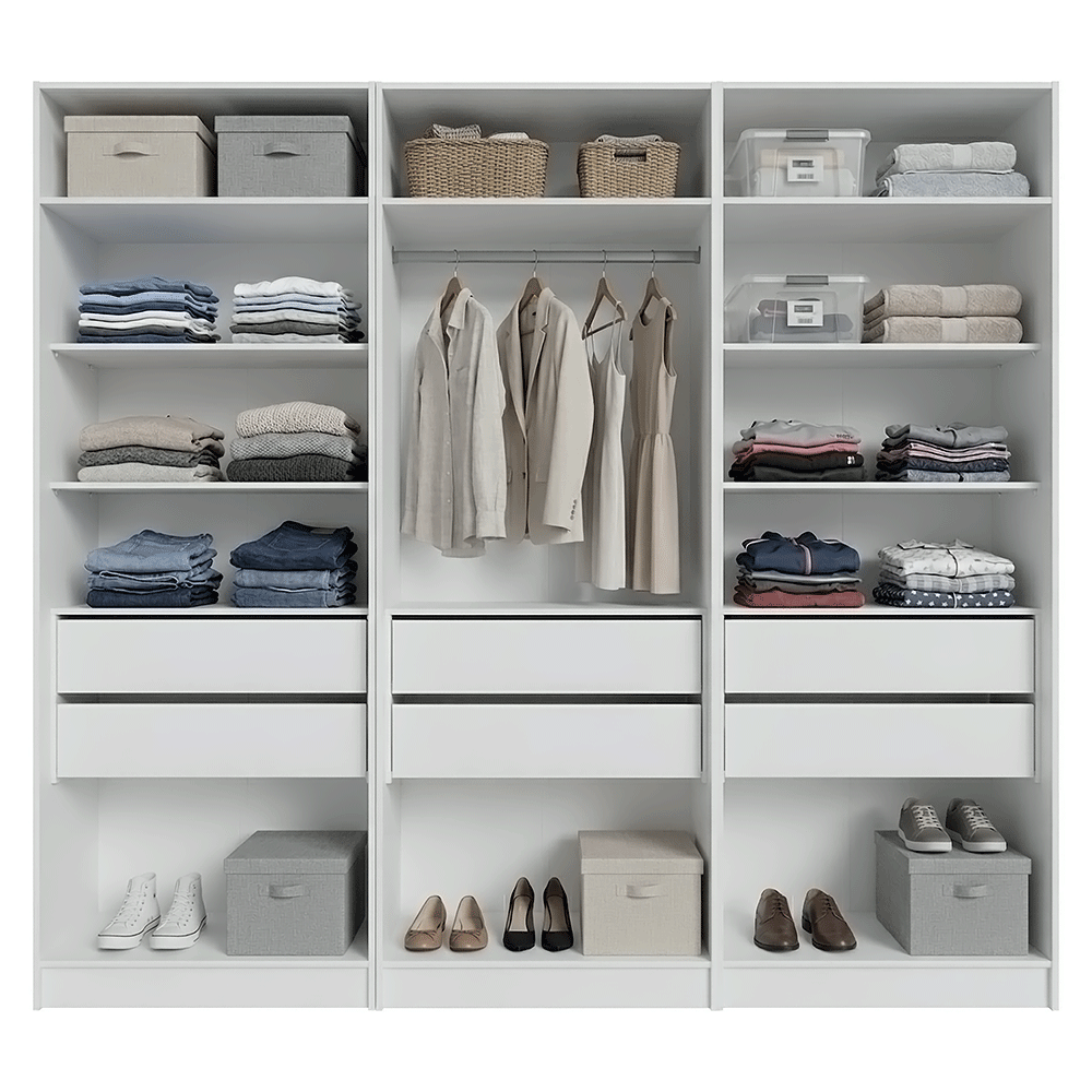 Placard Modular 240 cm 6 Puertas 6 Cajones Blanco Neo Madesa 03