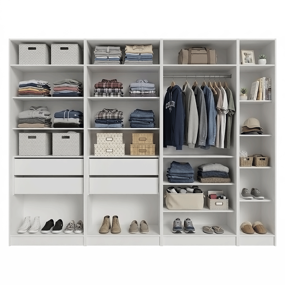 Placard Modular 280 cm 7 Puertas 4 Cajones Blanco Neo Madesa 01