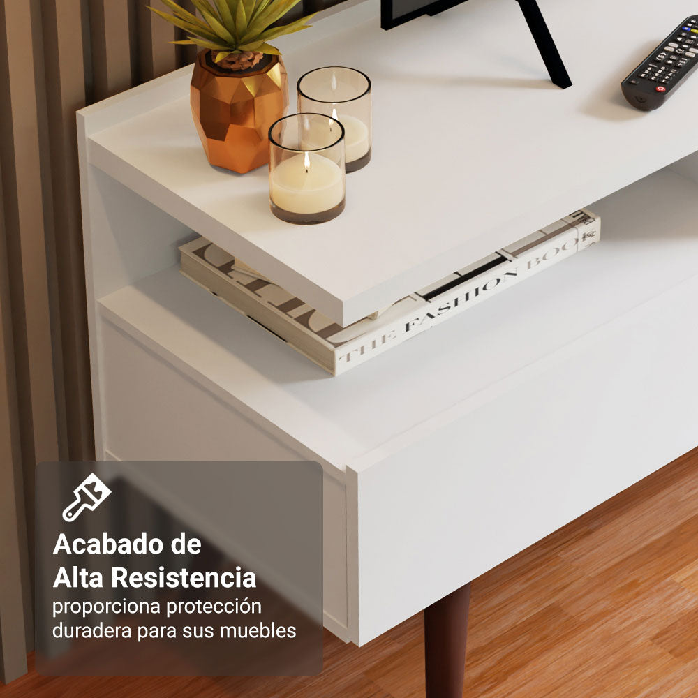 Rack para TV hasta 65 Pulgadas con patas Retro Blanco Londres Madesa