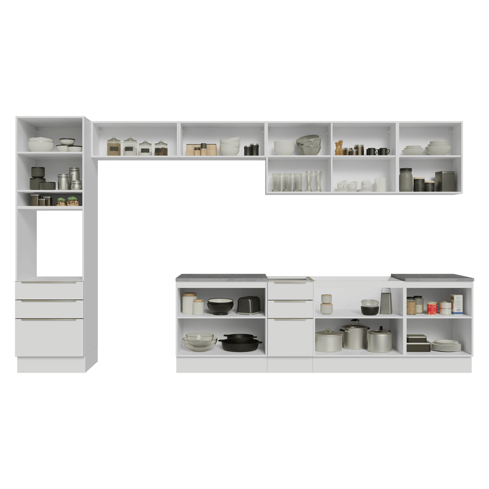 Combo Completo de Cocina 400 x 60 cm Blanco Aterciopelado Lux Madesa