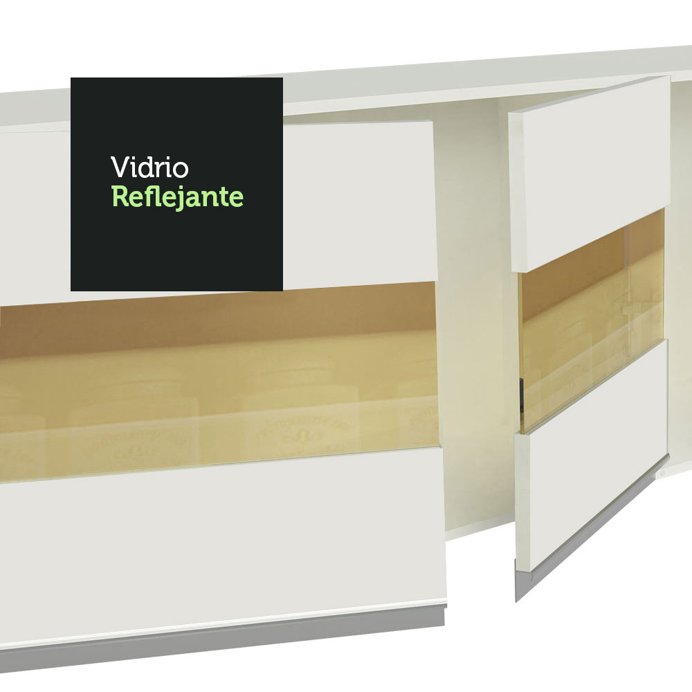 Combo completo de Cocina Esquinera Smart 100% MDF 447 cm 18 Puertas 2 Cajones (Con Mesada) Blanco Madesa
